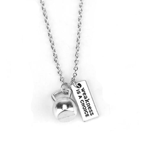 Fitness Gym dumbbell silver necklace